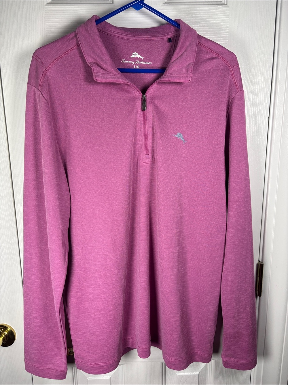 Mens Tommy Bahama Via Del Mar 1/2 Half Zip Long Sleeve Shirt Purple Sz L